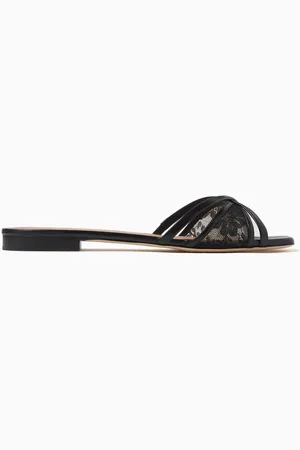 MALONE SOULIERS Penn 10 Slides in Lace Mesh & Nappa Leather