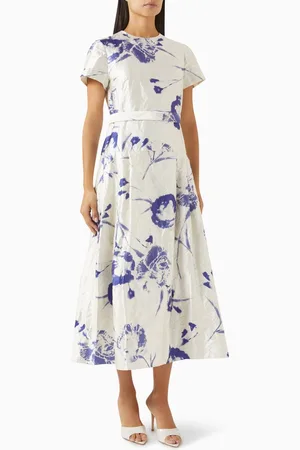 Erdem Textured Carnation Midi Dress in Satin