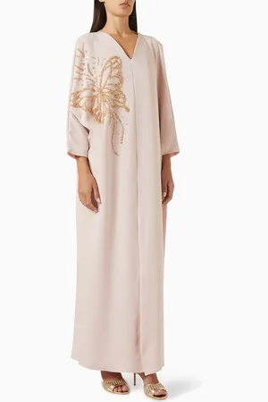 Ruya Butterfly Embellished Kaftan in Crepe