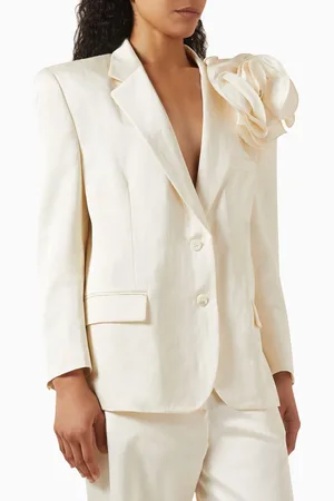 MAGDA BUTRYM Flower Appliqué Blazer in Satin