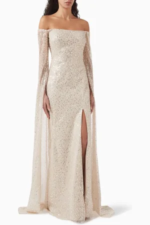 GEMY MAALOUF Off-shoulder Sequin Gown in Tulle