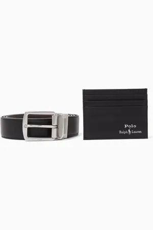 Ralph Lauren Slim Card Case & Belt Gift Set in Leather