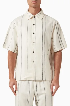 COMMAS Woven Stripe Shirt in Linen-blend