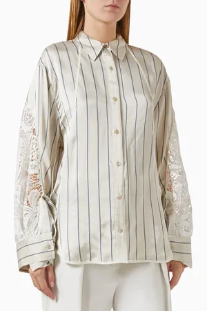 3.1 Phillip Lim Corded Lace Striped Shirt in Viscose