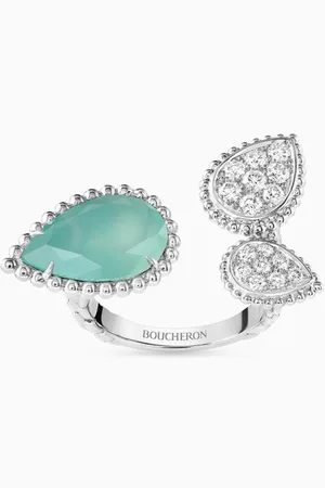 Boucheron Follow Serpent Bohème Diamond & Aquaprase Ring in 18kt White Gold