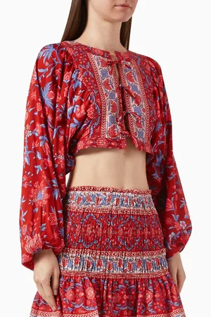 BOTEH Marguerite Batwing Crop Top in Cotton-blend