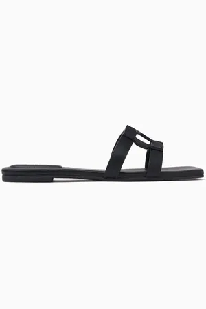 Simkhai Monogram Flat Sandals in Leather
