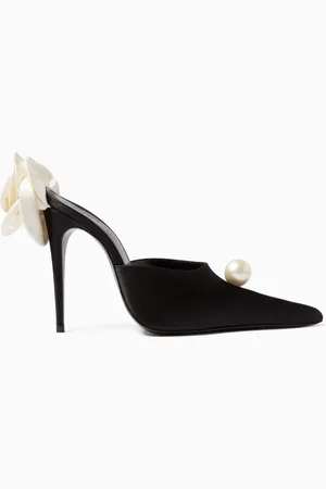 MAGDA BUTRYM Point-toe 110 Flower Mules in Satin