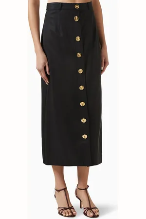 Matthew Bruch Button-front Midi Skirt in Tencel