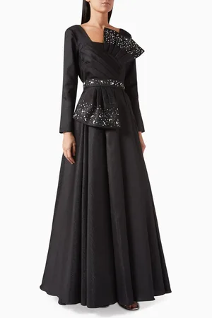 Amri Embellished Maxi Dress in Textured Organza
