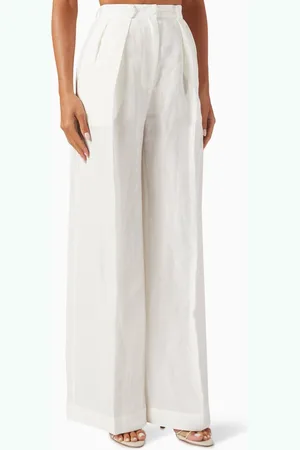 Matthew Bruch Pleated Wide-leg Pants in Viscose-linen