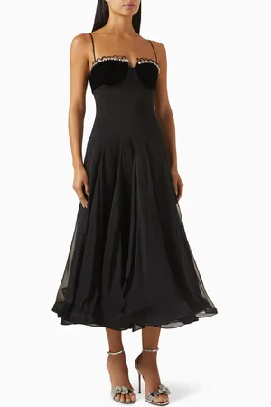 NAFSIKA SKOURTI Waltz Crystal-trim Midi Dress