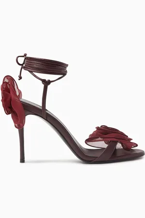 MAGDA BUTRYM Double Flower 90 Strappy Sandals in Nappa Leather
