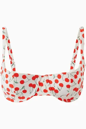 GOOD AMERICAN Cherry-print Bikini Top