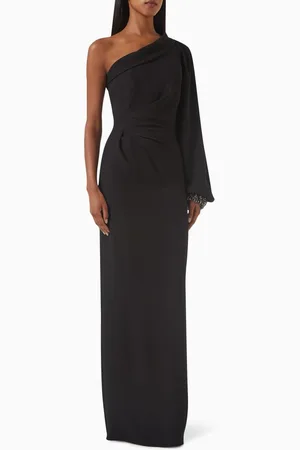 Tuvanam One-shoulder Column Gown in Crepe