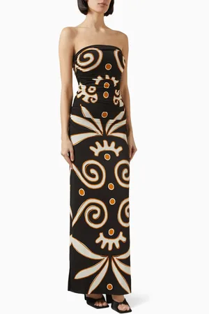 Cala De La Cruz Daphne Gathered Maxi Dress in Viscose Blend