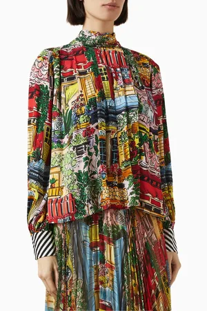 ALICE+OLIVIA Gertrude Tie-neck Blouse in Viscose