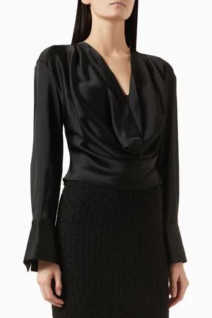 BLUMARINE Enver Cowl Blouse in Satin