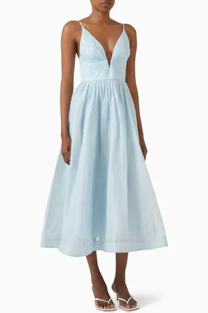 ZIMMERMANN Illuminate Midi Dress in Linen Blend