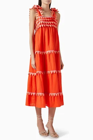Celia B Kelly Embroidered Midi Dress in Linen Blend