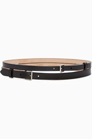 Alexander McQueen Double Thin Belt in Calfskin