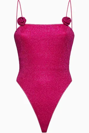 Oseree Lumiére Rose Maillot One-piece Swimsuit in Lurex