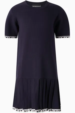 Emporio Armani Logo Pleated Dress in Knit