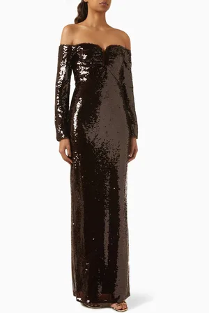 Self-Portrait Off-shoulder Sequin-embellished Maxi Dress