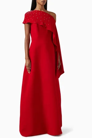 Nihan Peker Bambola Embellished Maxi Dress in Crepe