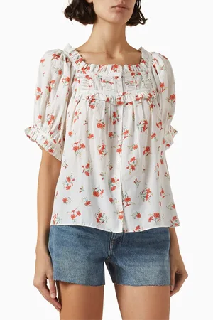 Doen Farley Floral-print Top in Organic Cotton Blend