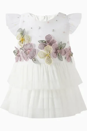 Eirene Embellished Ruffle Dress in Tulle