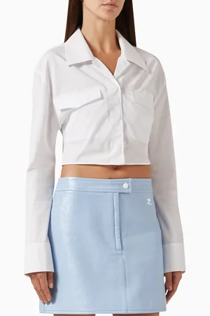 Courrèges 2-pocket Cropped Shirt in Cotton-poplin