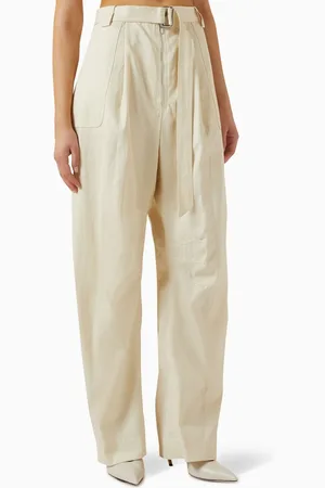 Christopher John Rogers Patch-pocket Barrel-leg Belted Pants in Cotton