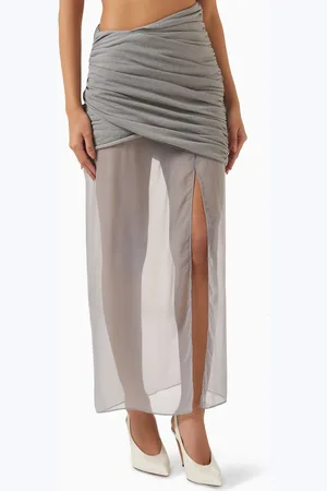 Nensi Dojaka Sheer-hem Draped Skirt in Cotton-jersey