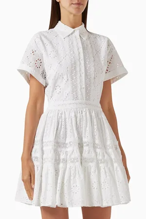 Maje Embroidered Mini Dress in Cotton