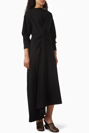 A.W.A.K.E. MODE Knotted Midi Dress in Cotton Jersey