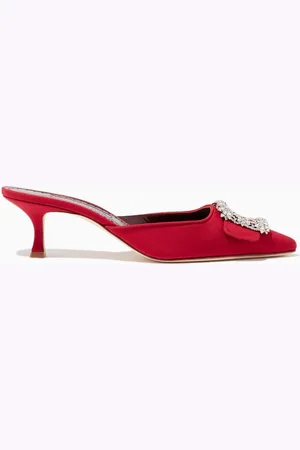 Manolo Blahnik Maysale 50 Mules in Crepe de Chine Silk