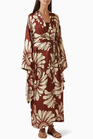 Dahlia Bianca Minerva Printed Kaftan in Viscose