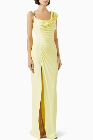 VERSACE Draped Maxi Dress in Crepe-jersey