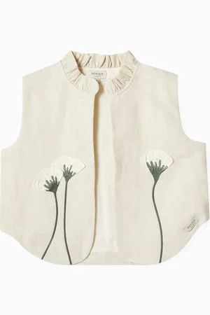 Donsje Sugy Poppy-embroidered Gilet in Linen