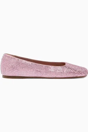 Amina Muaddi Ane Crystal-embellished Ballet Flats in Satin