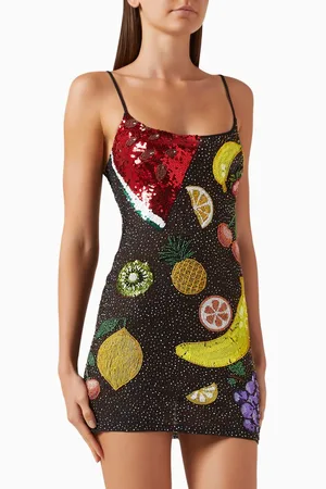 Leslie Amon Sparkly Tutti Frutti Mini Dress in Mesh