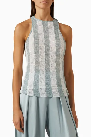 Giorgio Armani Love Capsule Knitted Top in Striped Macrame