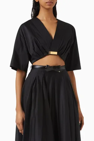Elisabetta Franchi Logo-detail Crop Top in Stretch Cotton