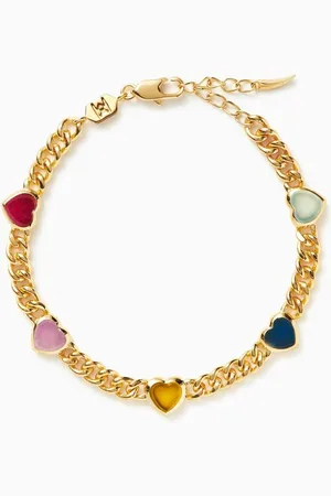 Missoma Jelly Heart Charm Bracelet in 18kt Gold-plated Brass