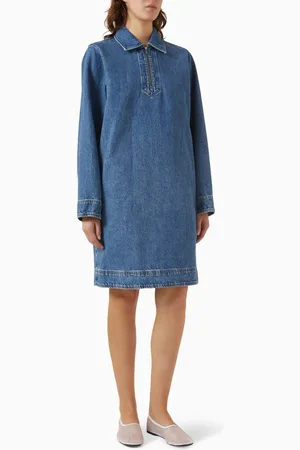 COS Half-zip Dress in Cotton-denim