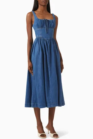 Reformation Balia Midi Dress in Denim