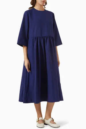 COS Gathered Midi Dress in Wool Blend