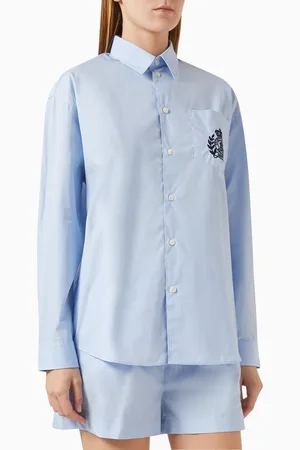 Sporty & Rich H&W Crest Oversized Shirt in Cotton Poplin