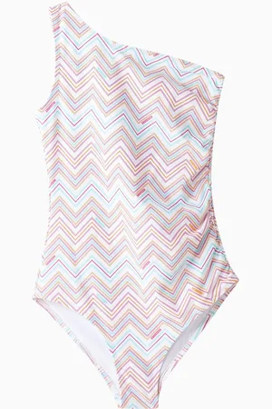 Missoni Chevron One-shoulder Swimsuit in Jersey